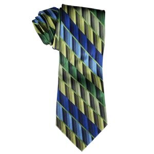 Van Heusen Green Blue Striped Tie Bold Diagonal Classic‎ Formal Businesscore